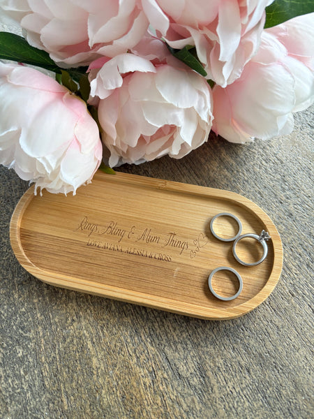 Personalised Trinket Tray – Bamboo for Jewellery & Keepsakes