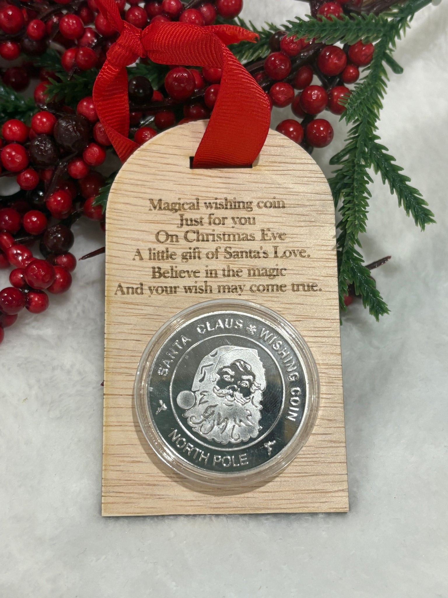 Santa Wishing coin with plaque