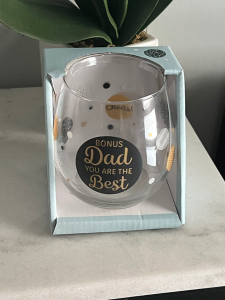 Personalised Bonus Dad Glass Cup – Father’s Day or Stepfather Gift Idea