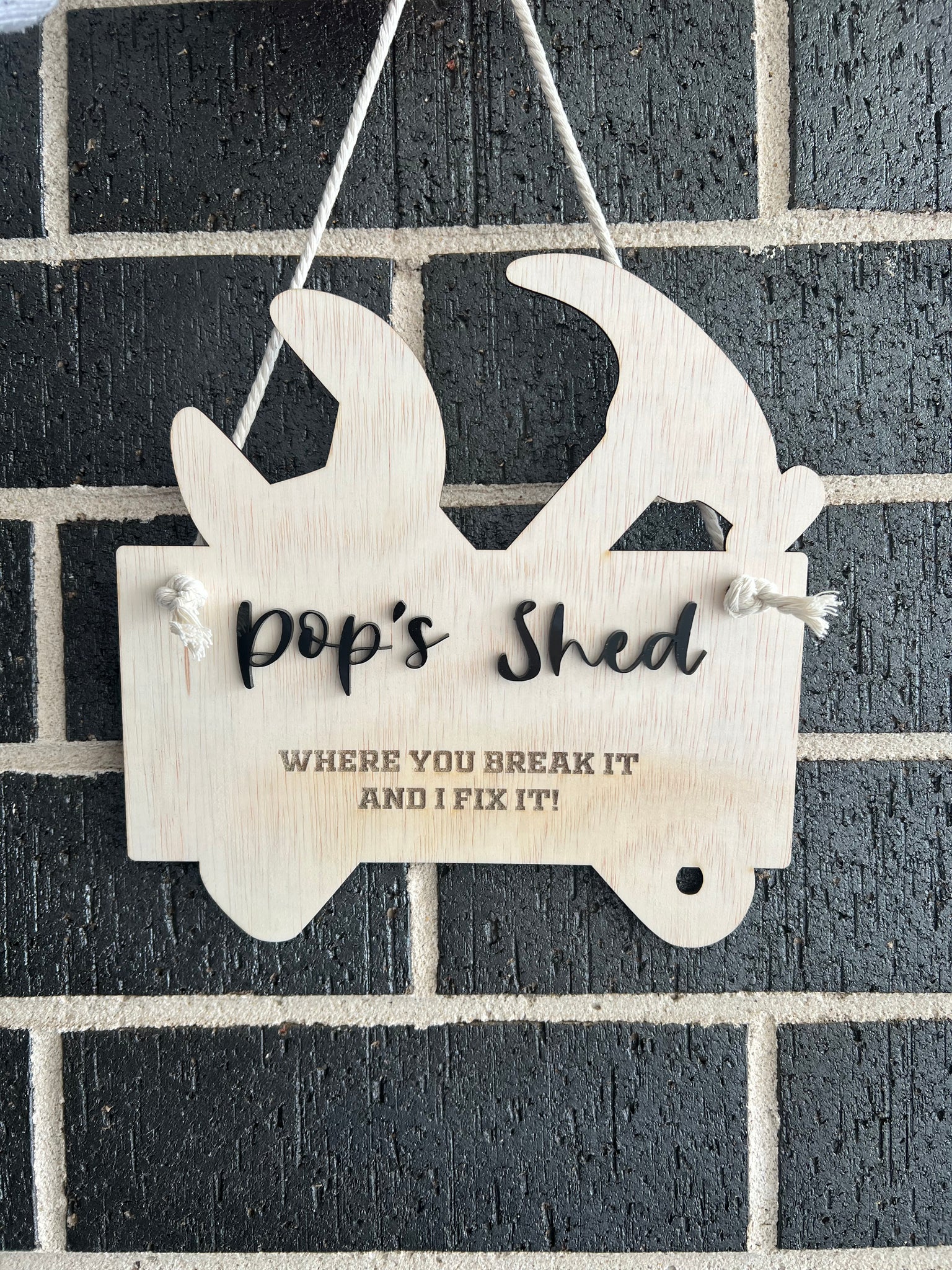 Pops shed plaque