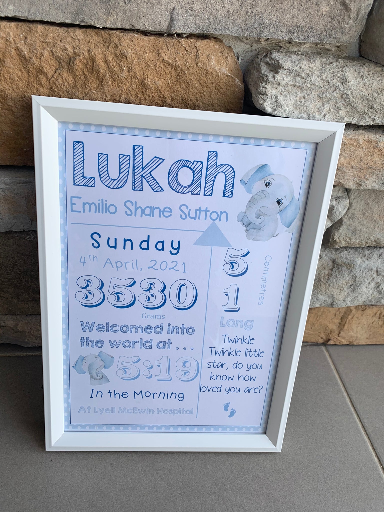 Personalised birth assorted designs print Framed