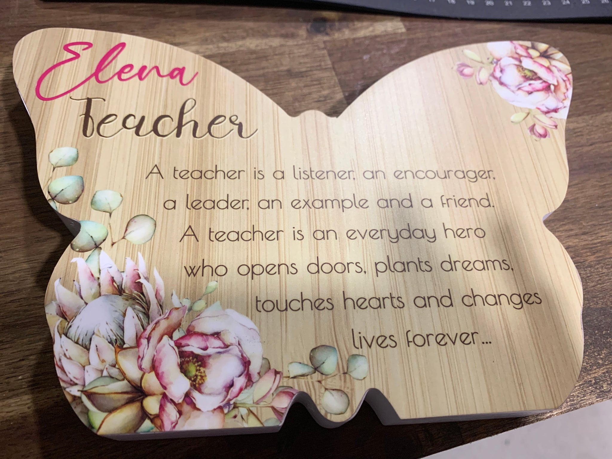 Butterfly teacher plaque
