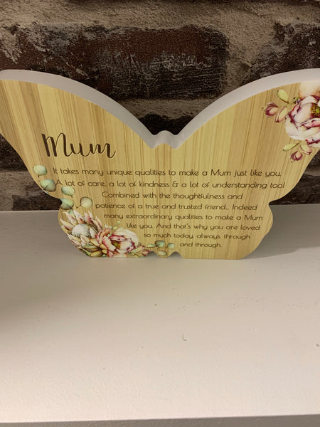 Mum butterfly plaque
