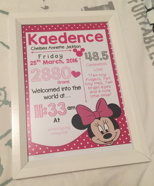 Personalised birth assorted designs print Framed