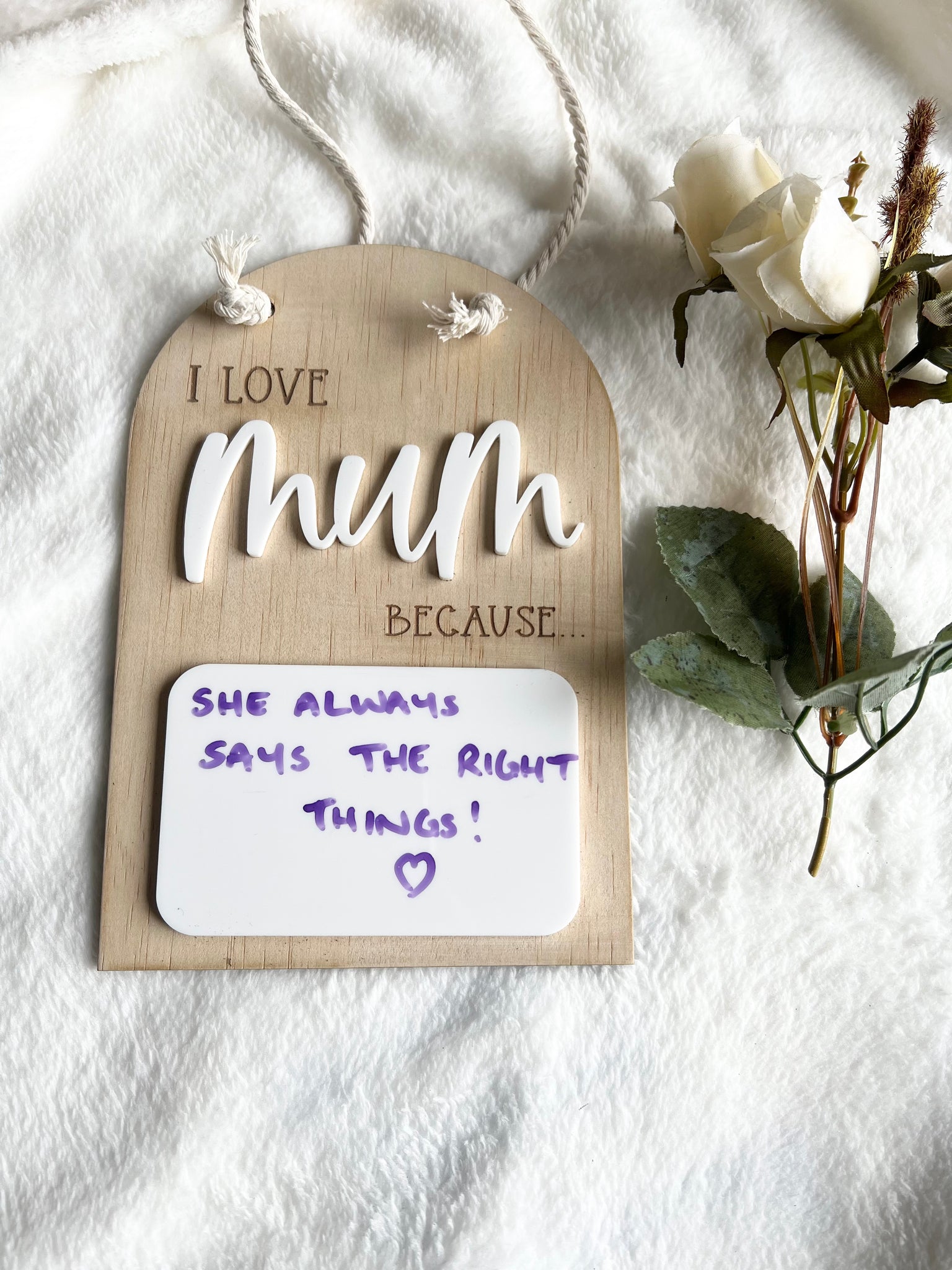 I love mum because plaque