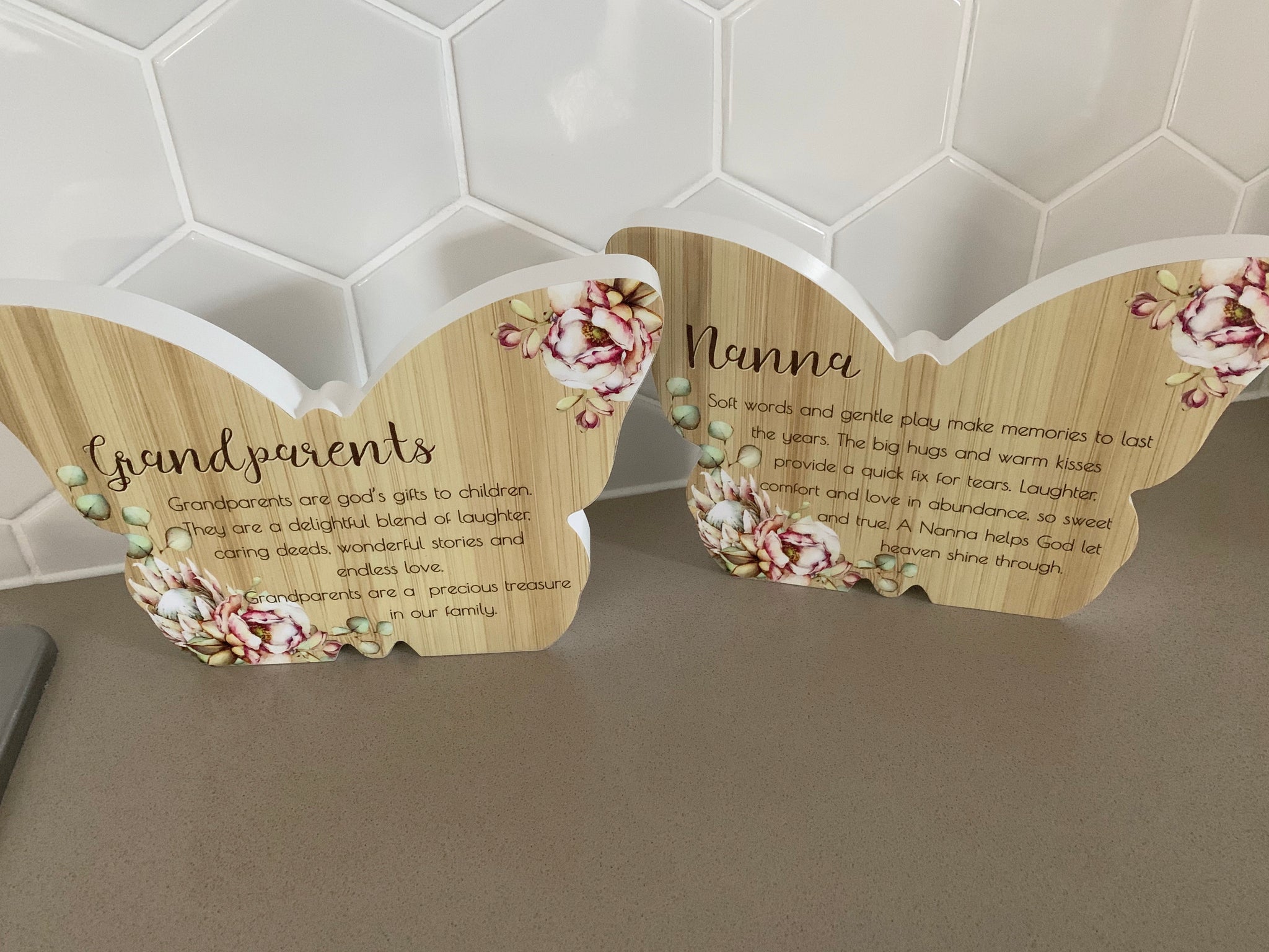 Butterfly grandparents and nanna plaque