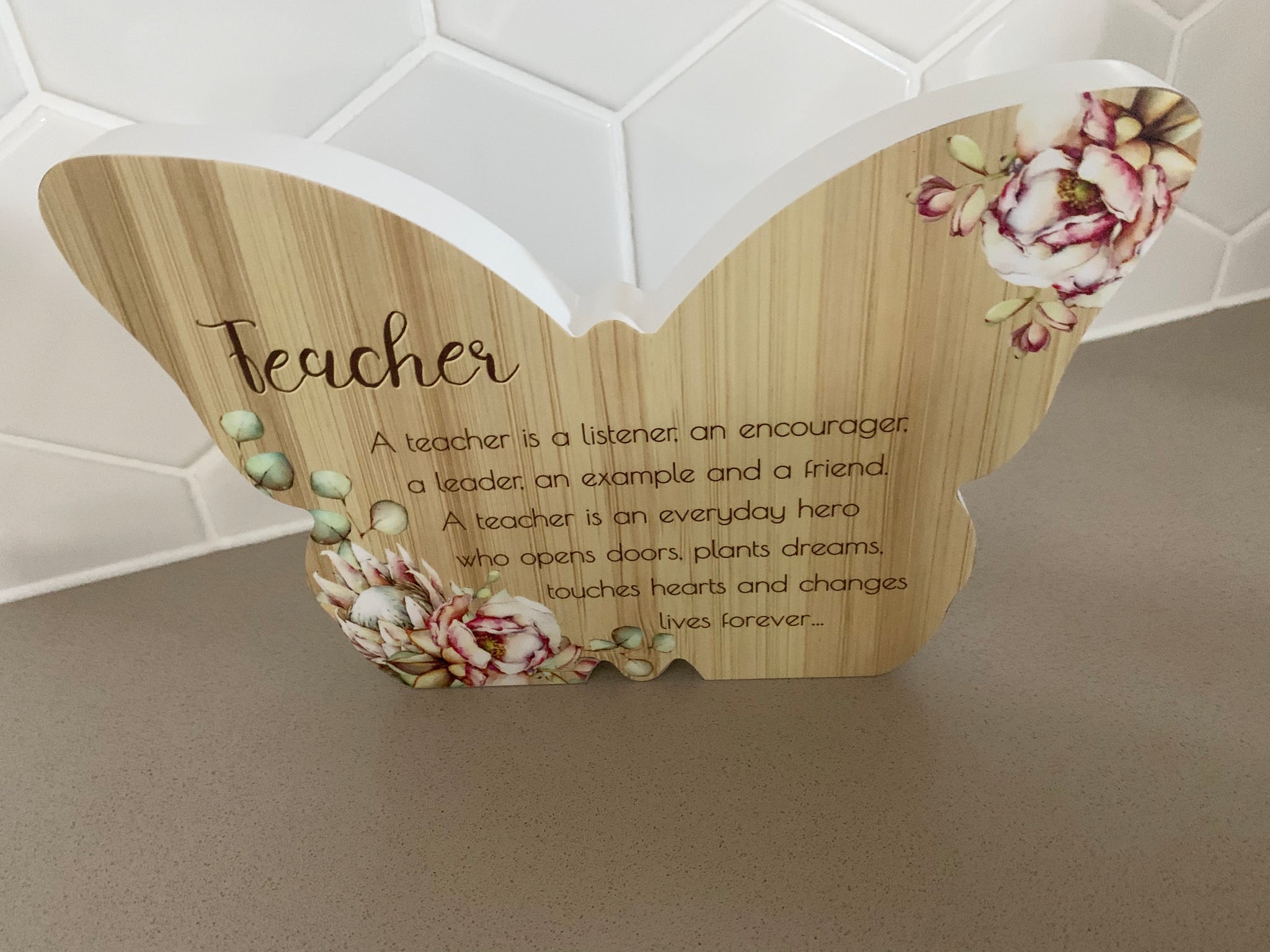 Butterfly teacher plaque